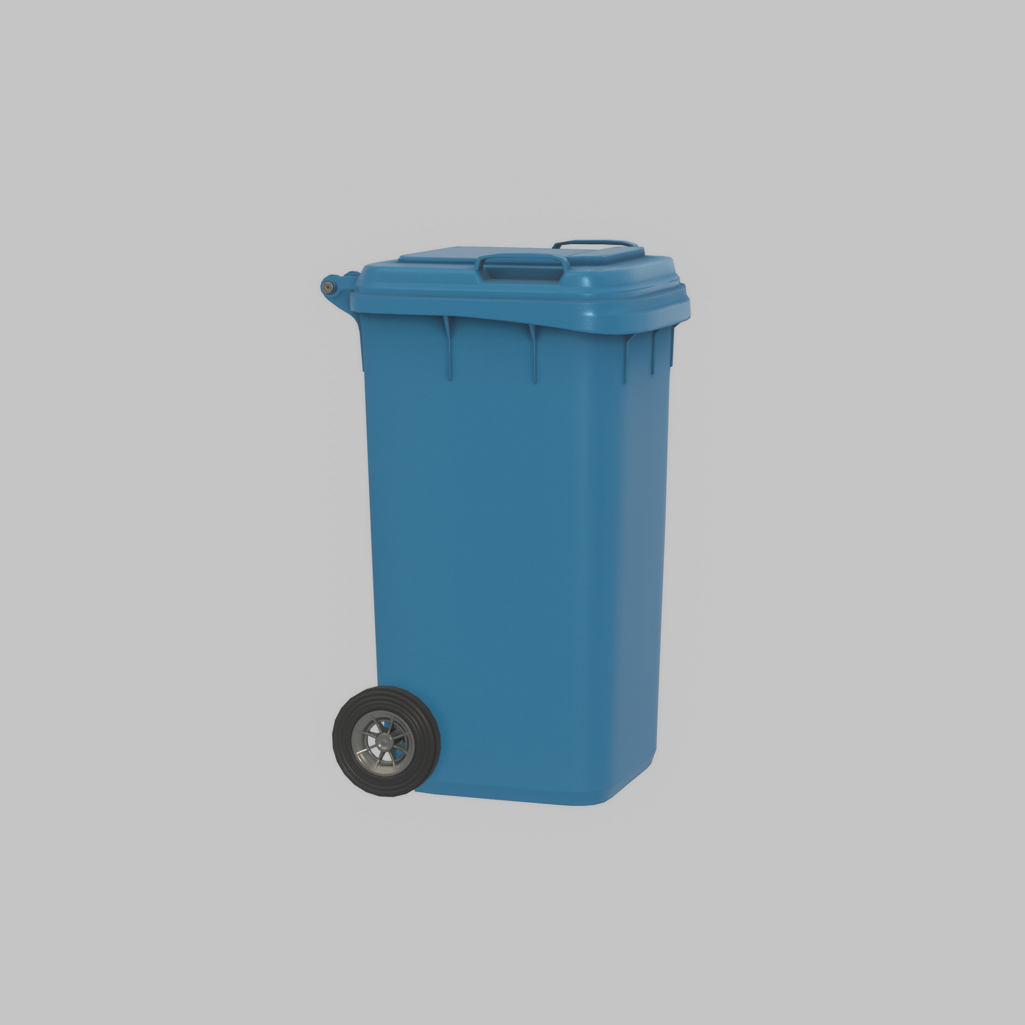 Plastic garbage can blue with wheels 240 L Low-poly 3D model_29