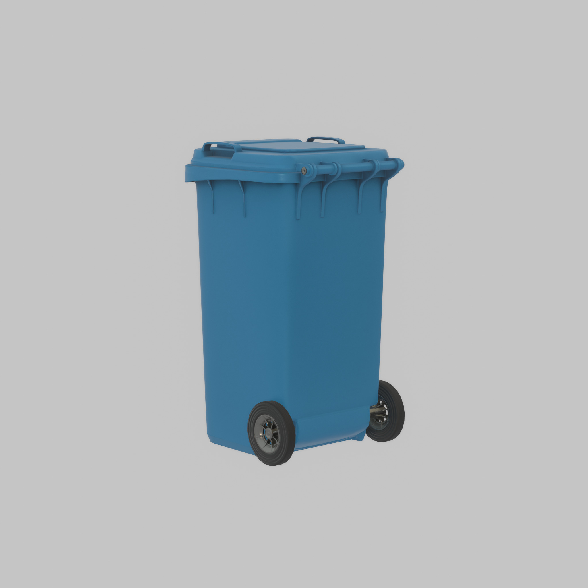 Plastic garbage can blue with wheels 240 L Low-poly 3D model_54
