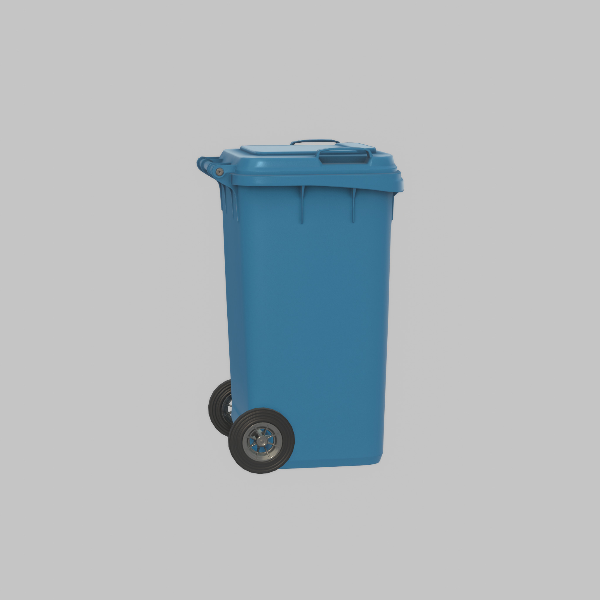 Plastic garbage can blue with wheels 240 L Low-poly 3D model_42