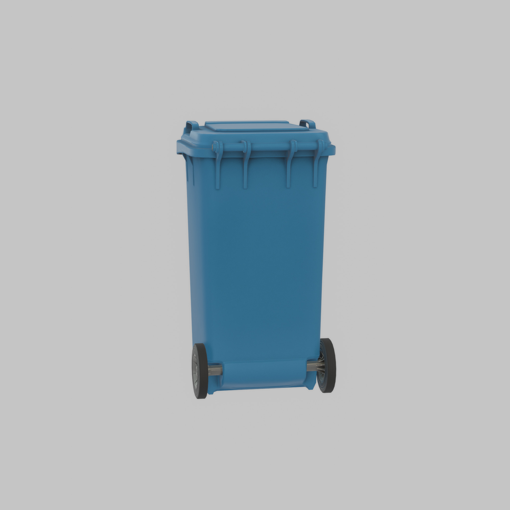 Plastic garbage can blue with wheels 240 L Low-poly 3D model_40