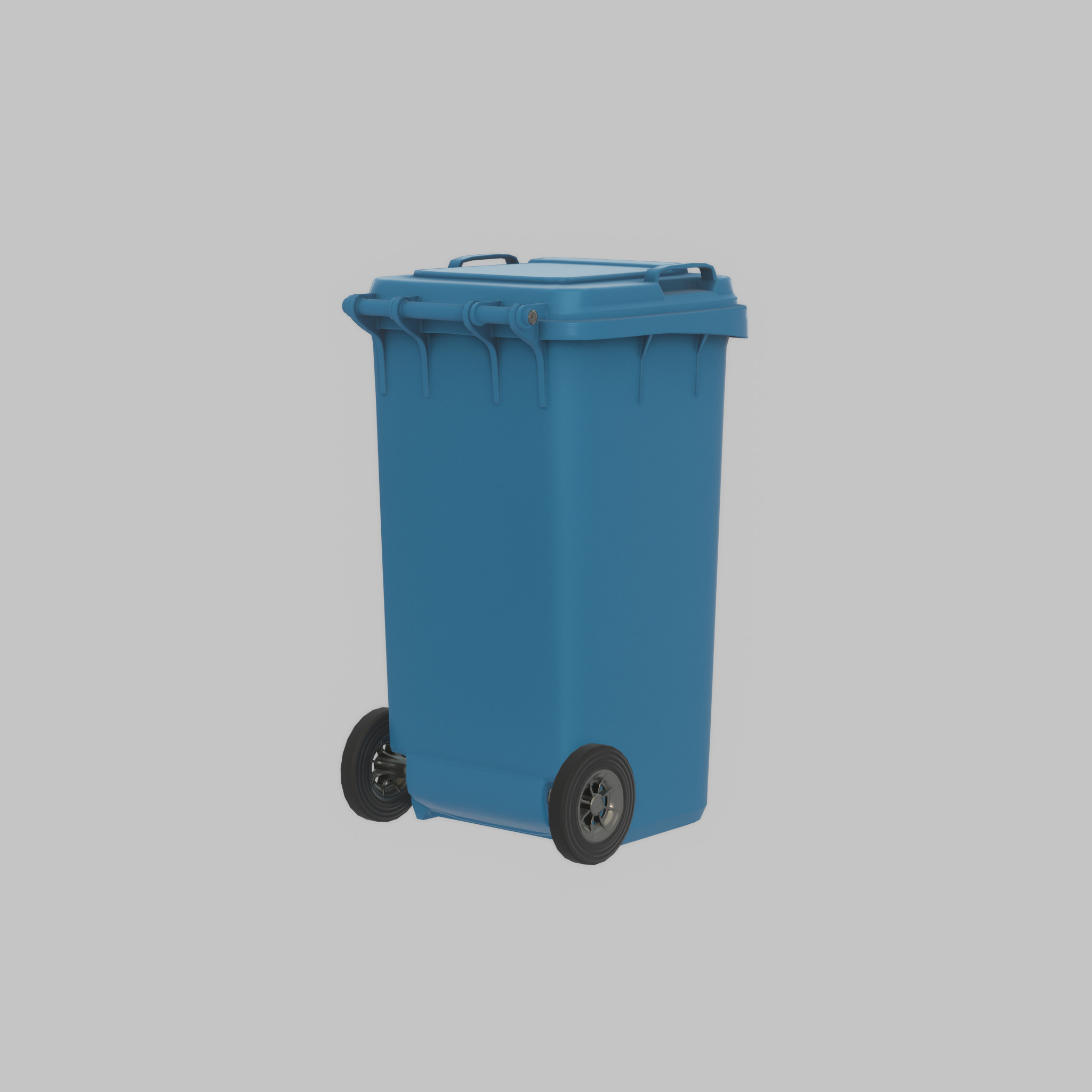 Plastic garbage can blue with wheels 240 L Low-poly 3D model_58