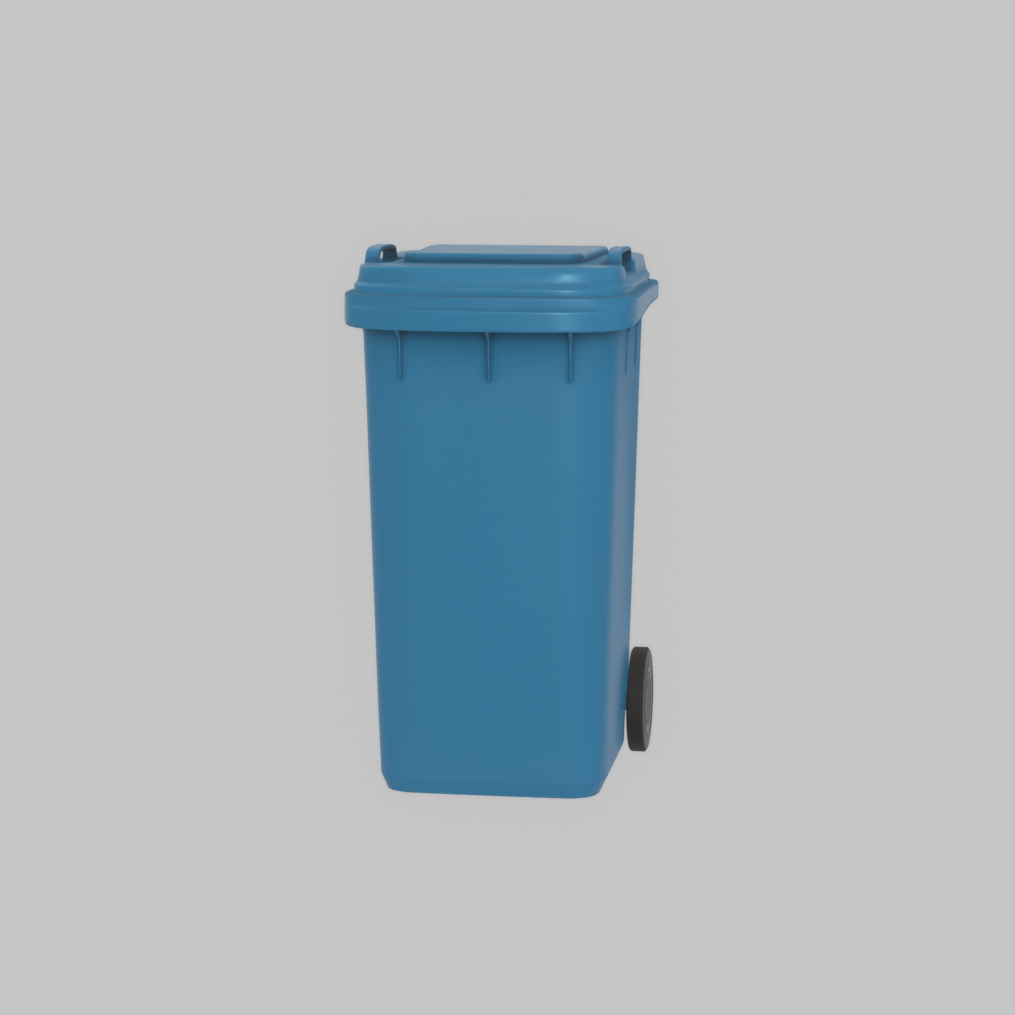 Plastic garbage can blue with wheels 240 L Low-poly 3D model_31
