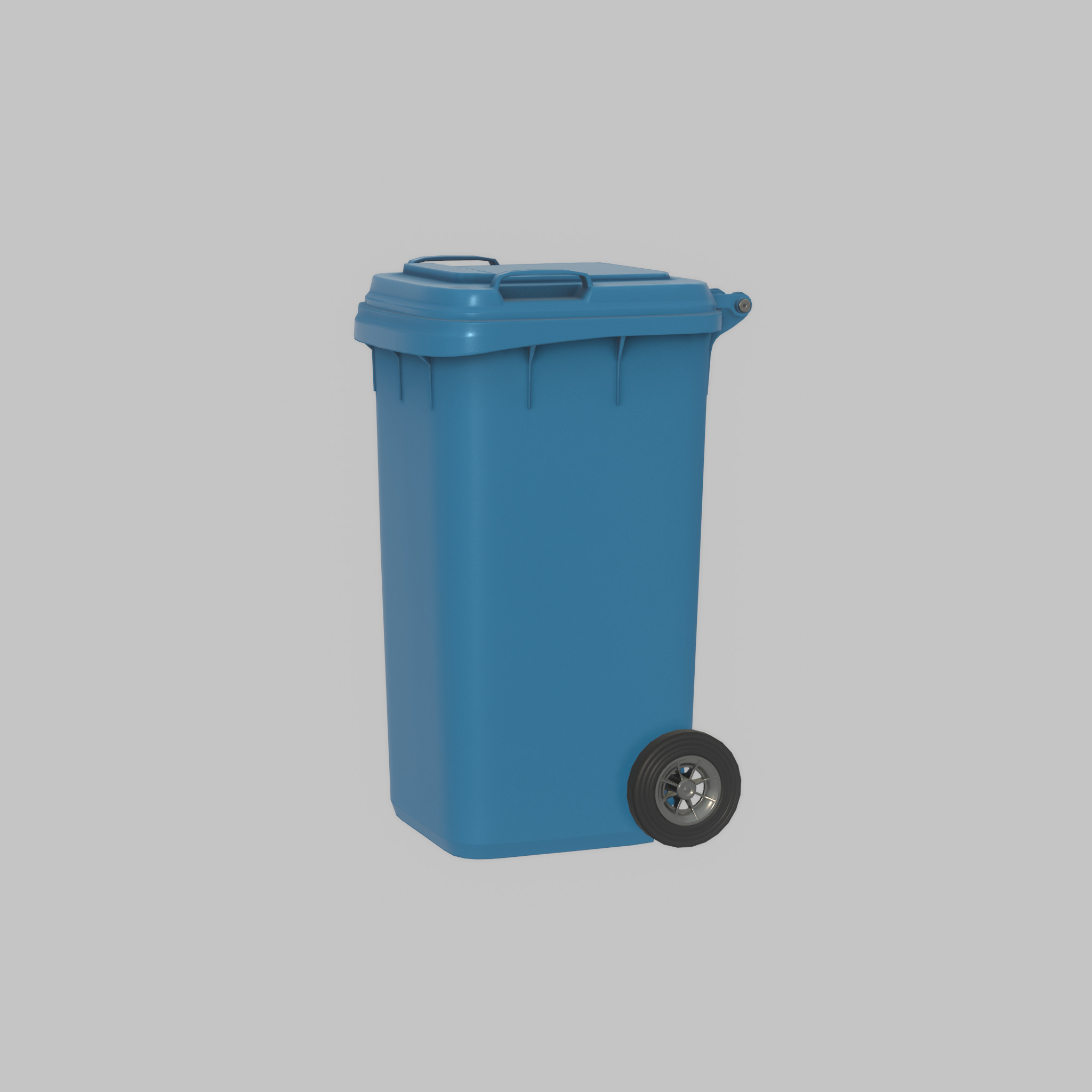 Plastic garbage can blue with wheels 240 L Low-poly 3D model_48