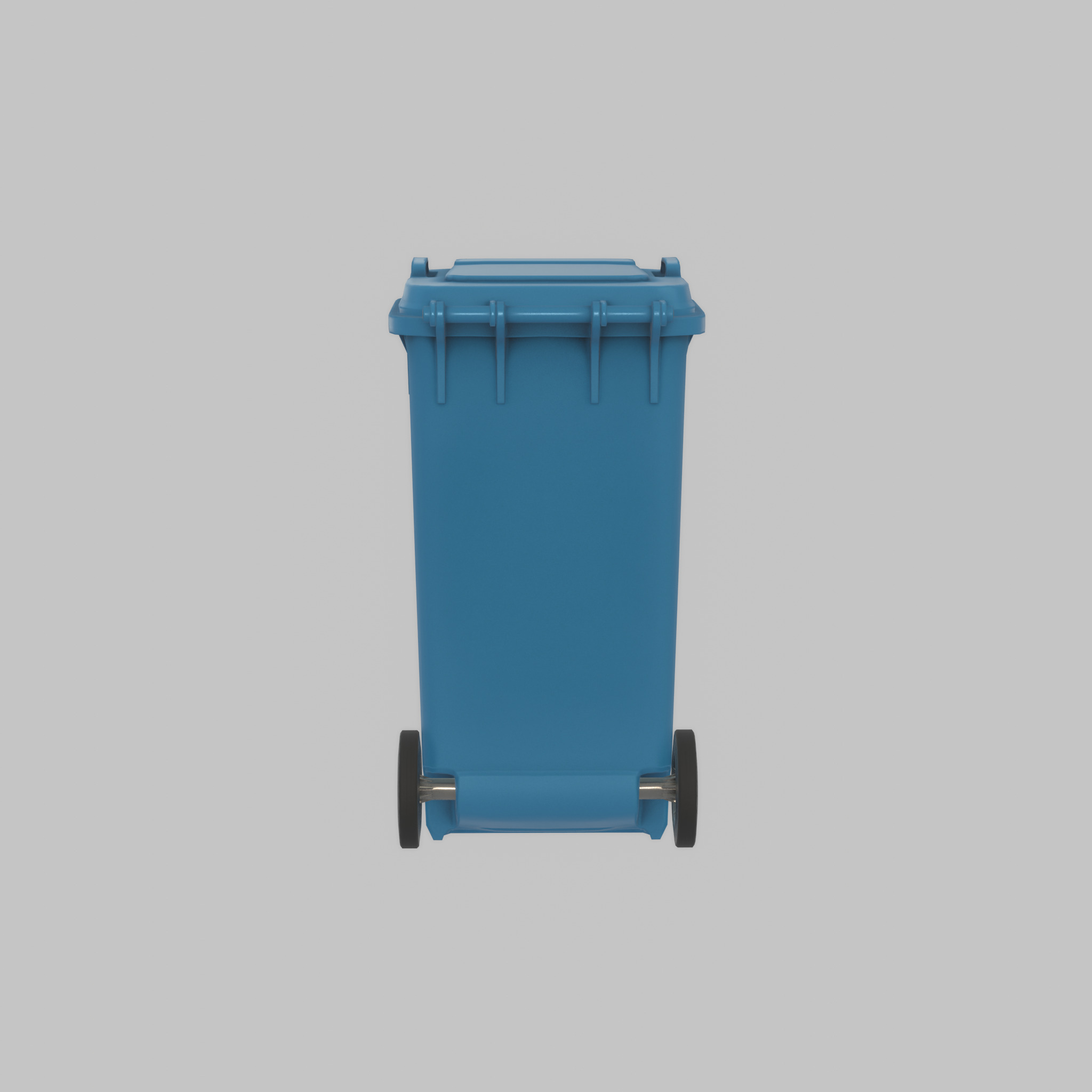 Plastic garbage can blue with wheels 240 L Low-poly 3D model_26