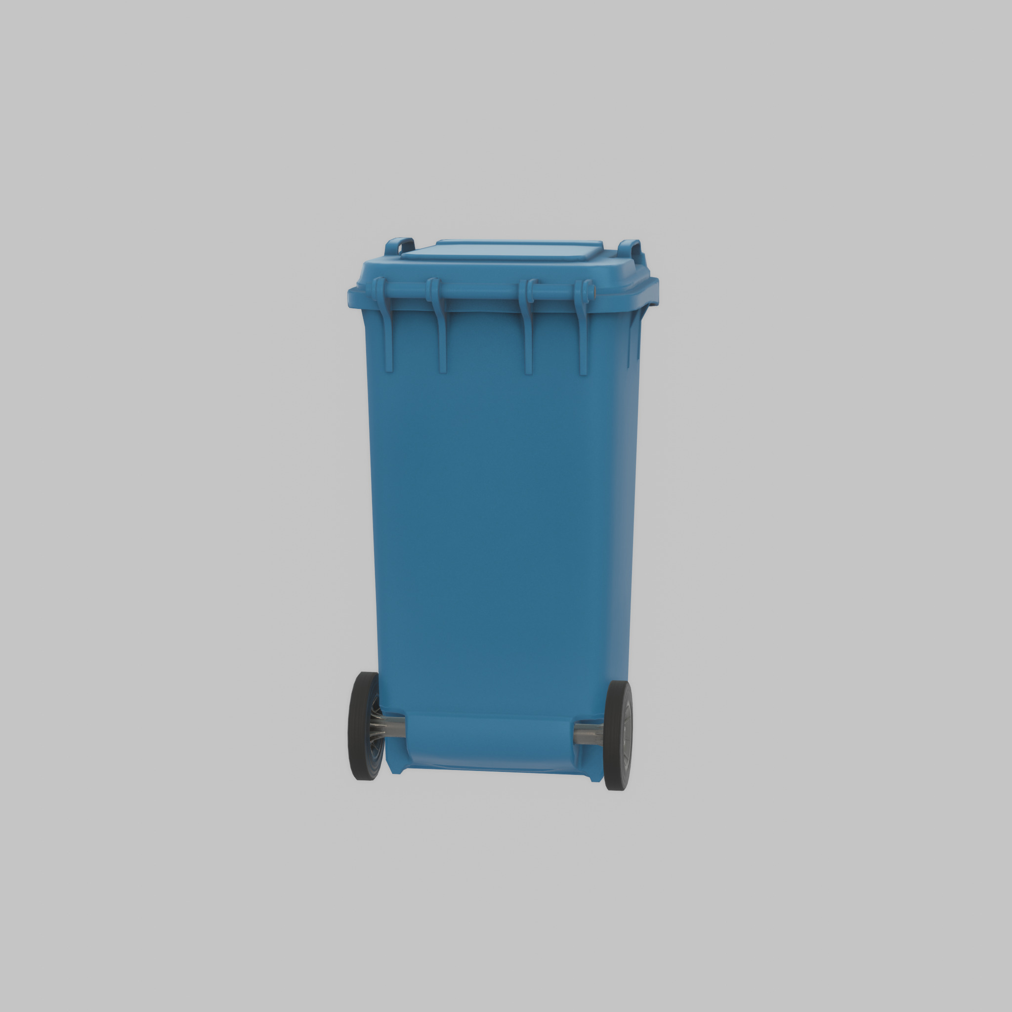 Plastic garbage can blue with wheels 240 L Low-poly 3D model_60