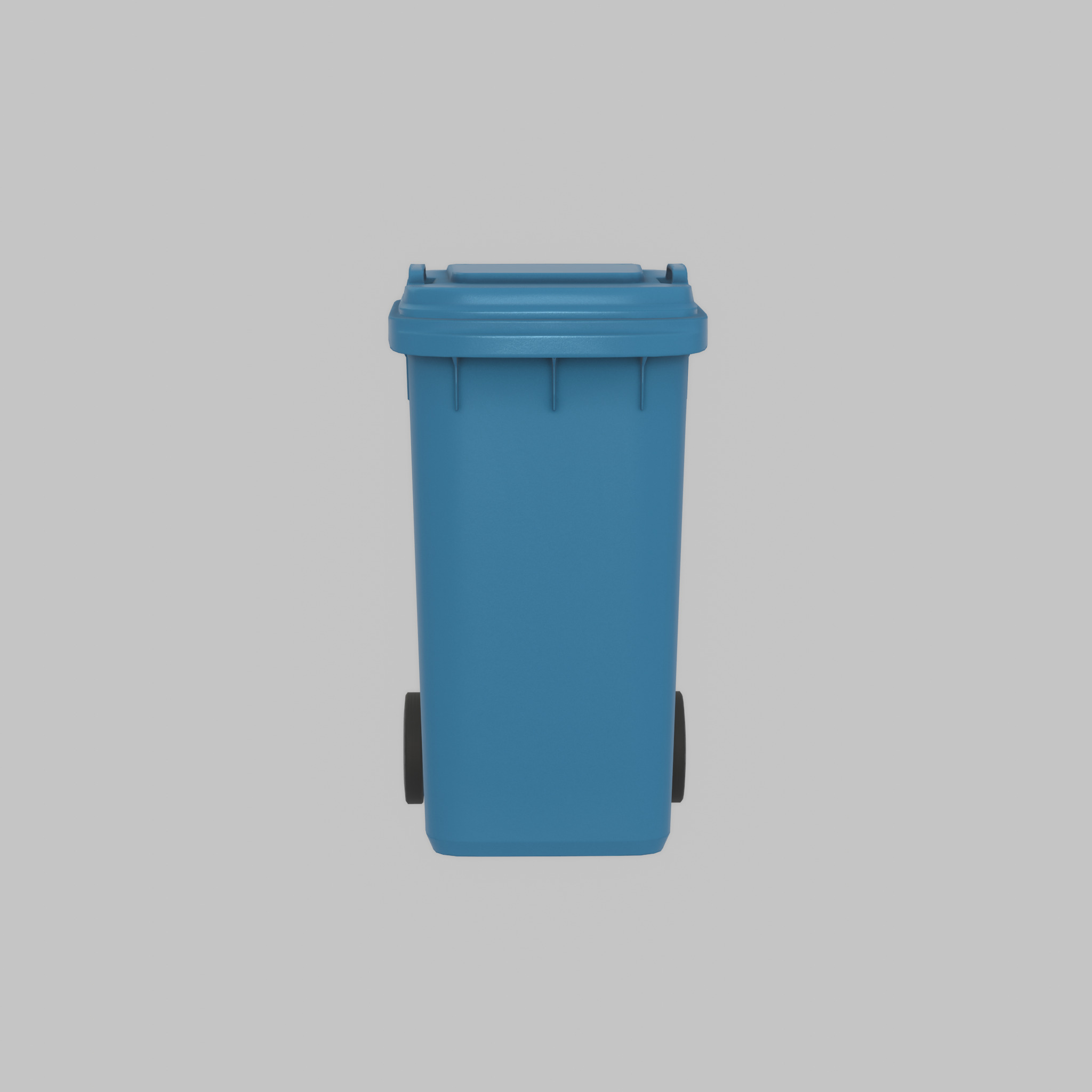 Plastic garbage can blue with wheels 240 L Low-poly 3D model_33