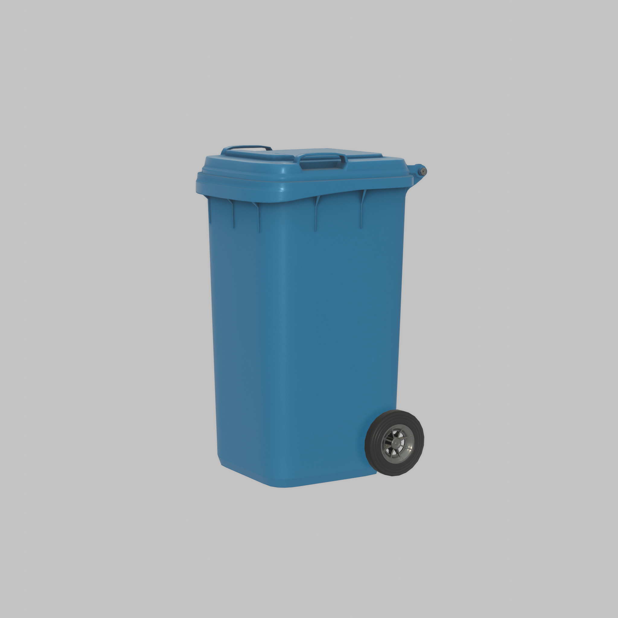 Plastic garbage can blue with wheels 240 L Low-poly 3D model_36