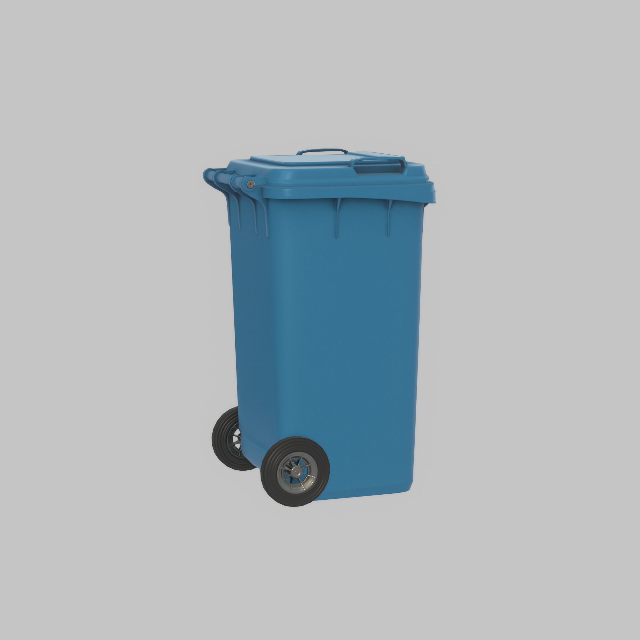 Plastic garbage can blue with wheels 240 L Low-poly 3D model_41