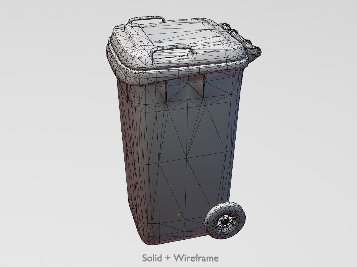 Plastic garbage can blue with wheels 240 L Low-poly 3D model_12