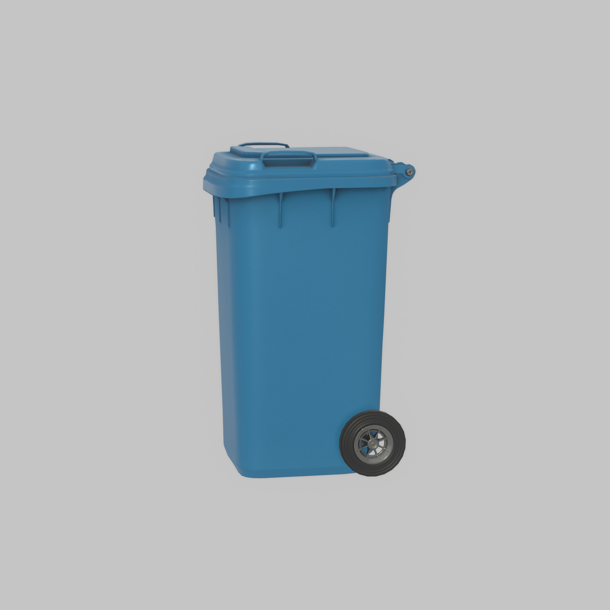 Plastic garbage can blue with wheels 240 L Low-poly 3D model_46