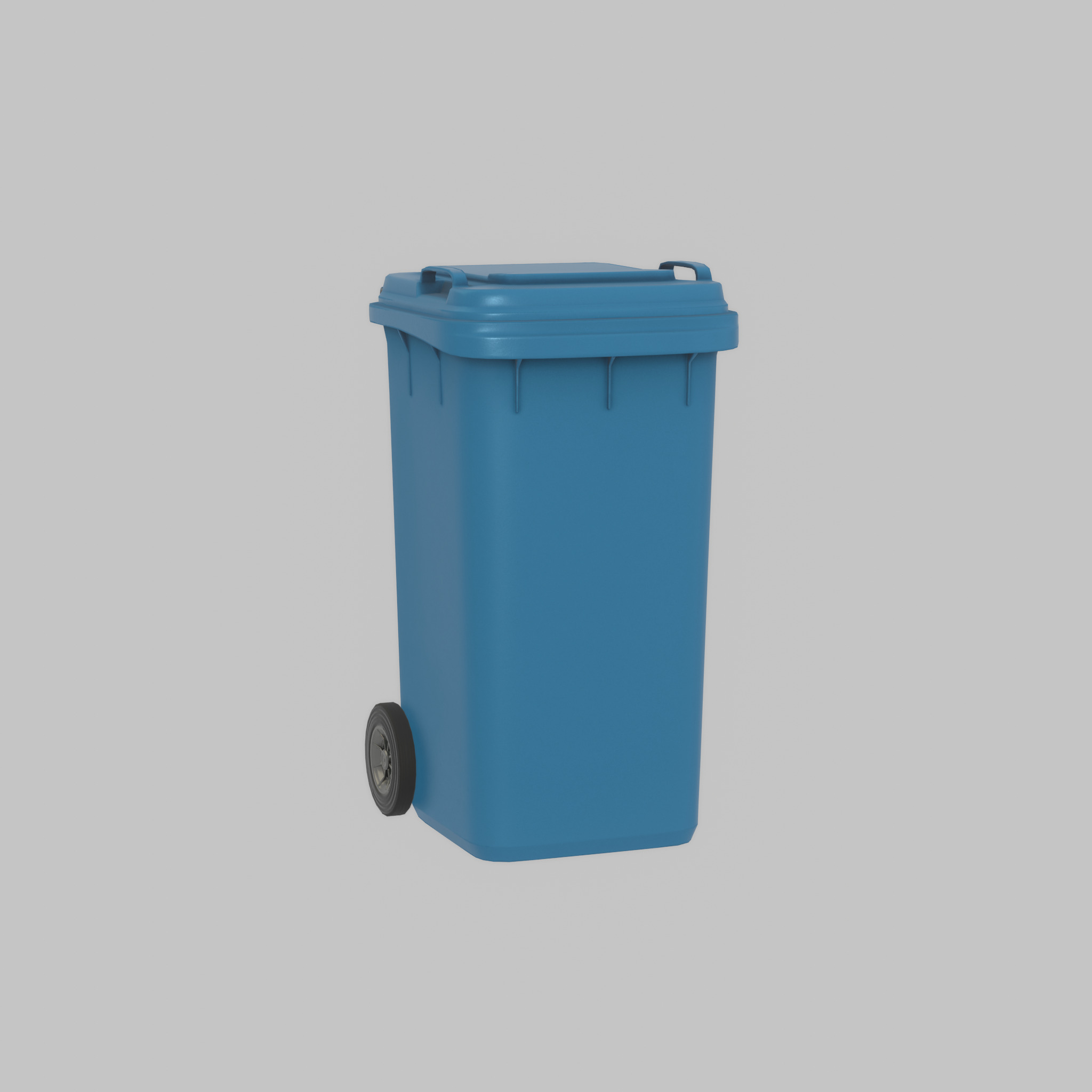 Plastic garbage can blue with wheels 240 L Low-poly 3D model_38
