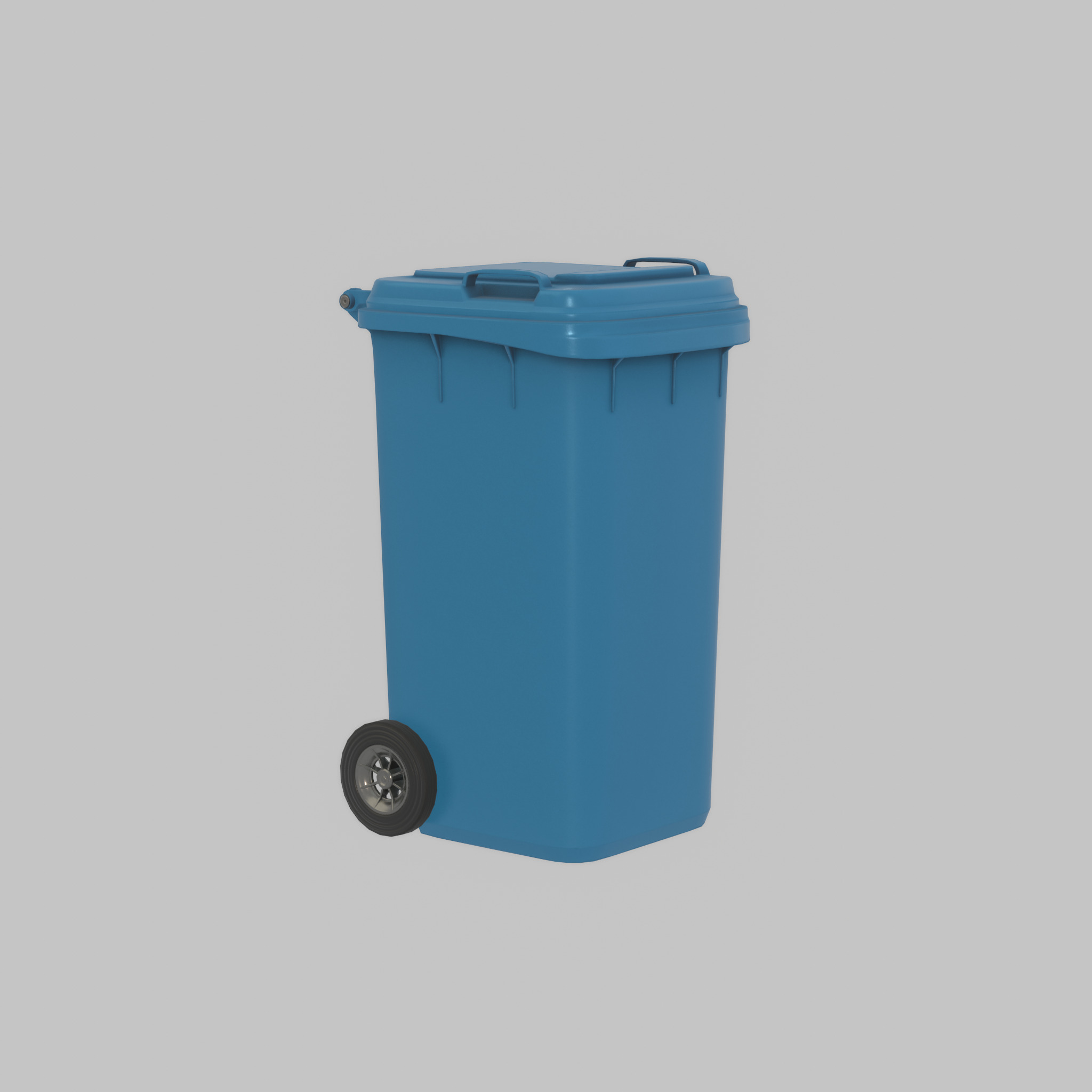 Plastic garbage can blue with wheels 240 L Low-poly 3D model_25