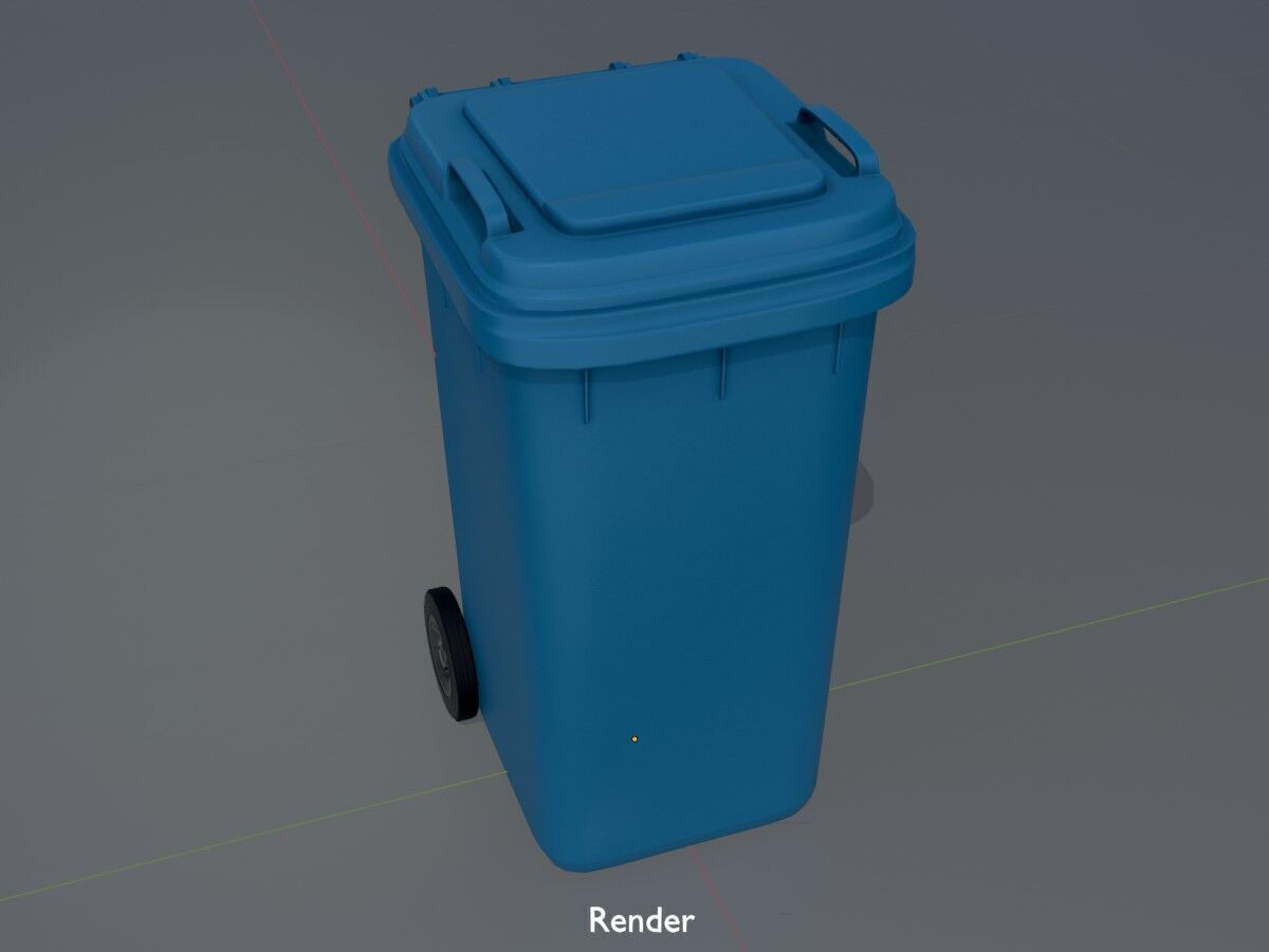 Plastic garbage can blue with wheels 240 L Low-poly 3D model_16