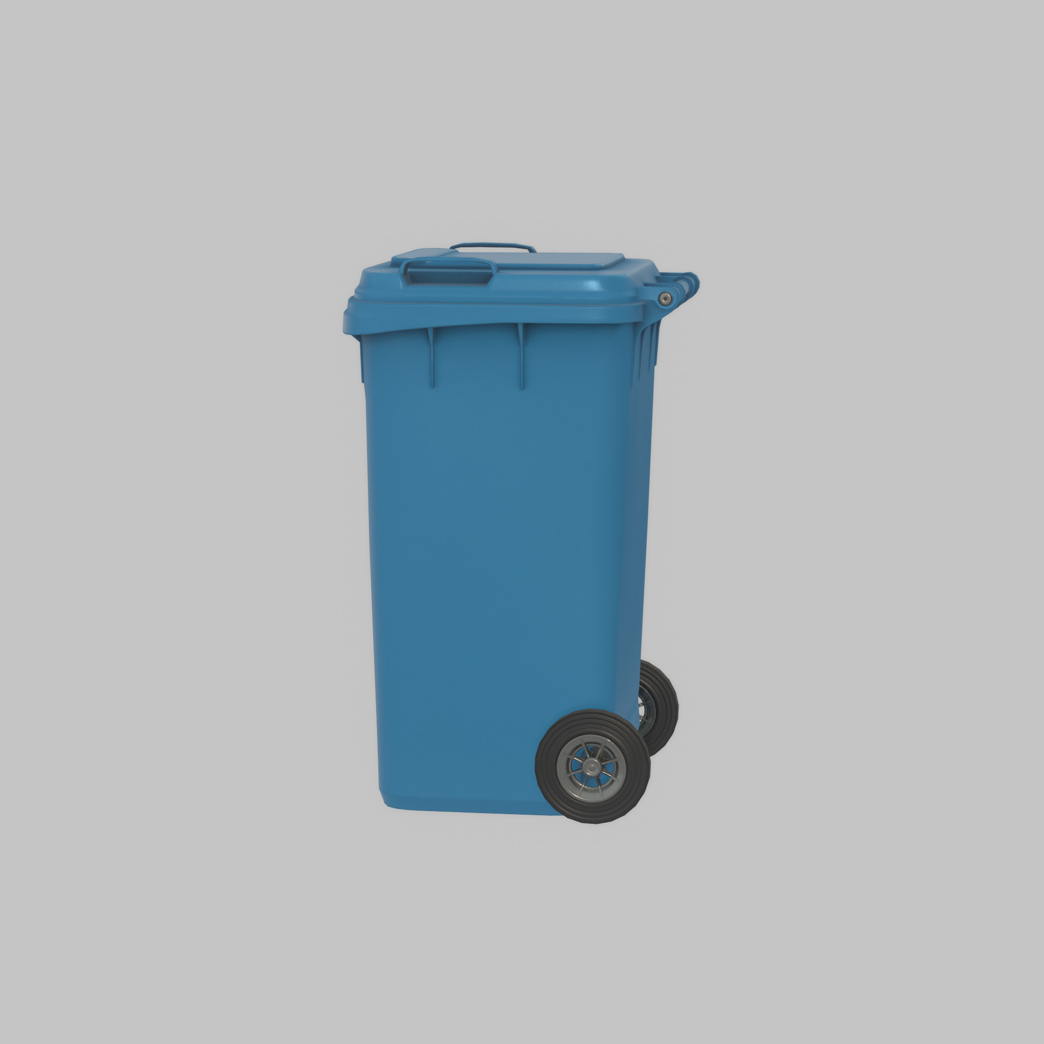 Plastic garbage can blue with wheels 240 L Low-poly 3D model_49