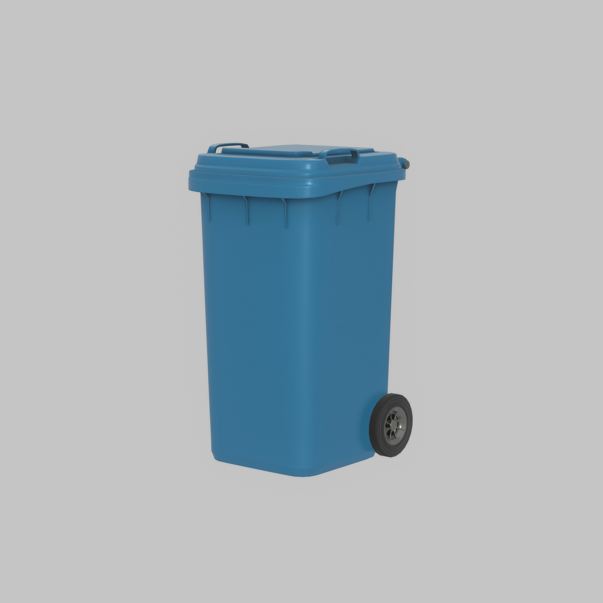 Plastic garbage can blue with wheels 240 L Low-poly 3D model_45