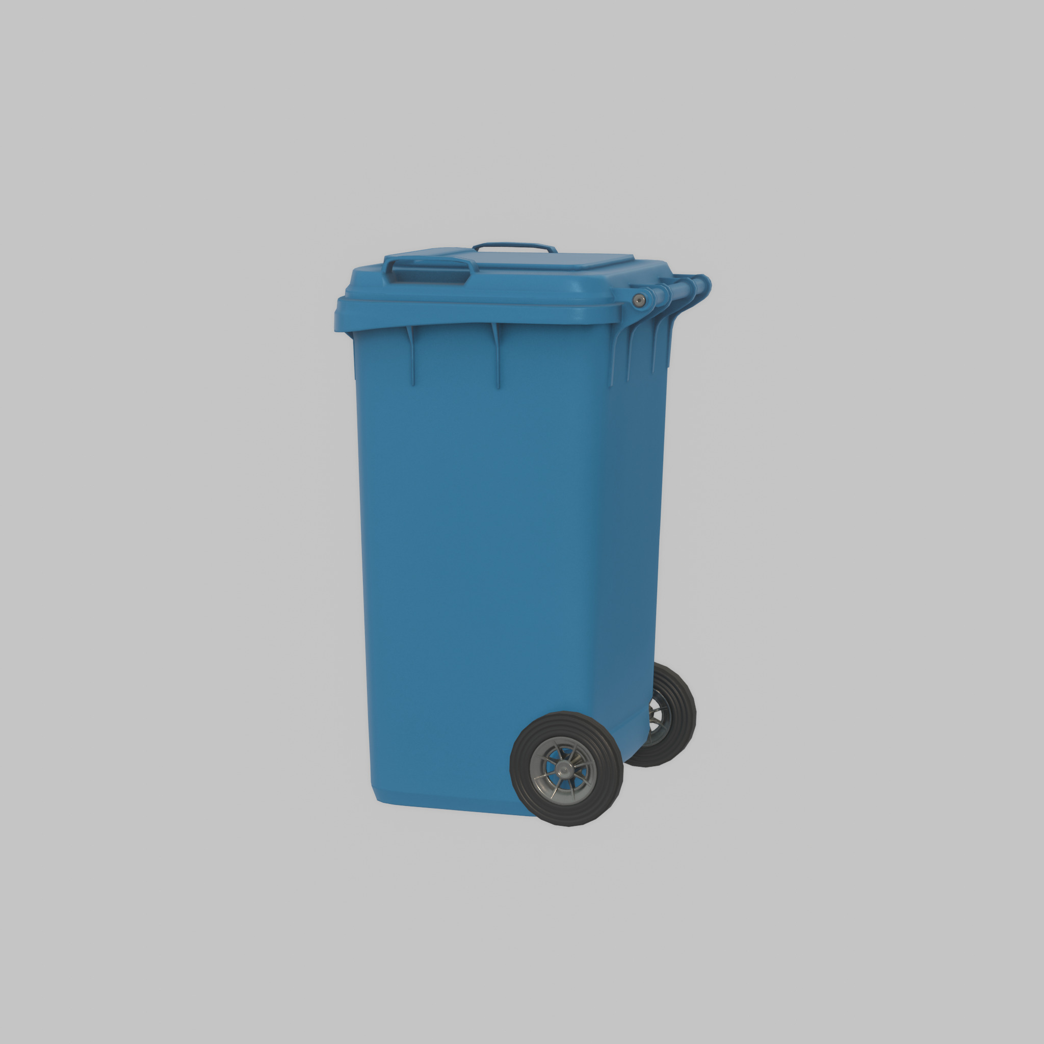 Plastic garbage can blue with wheels 240 L Low-poly 3D model_50