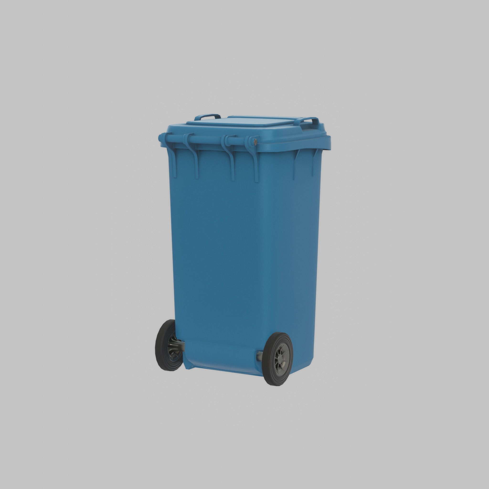 Plastic garbage can blue with wheels 240 L Low-poly 3D model_56