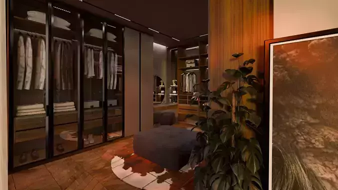 Walk In Closet Wardobe Contemporer Blender-Fbx-Obj 3D model