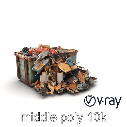Trash Pile and Container Scene 3D model pack Low-poly 3D model