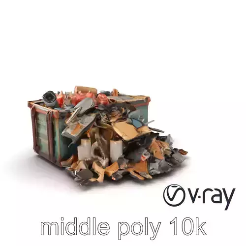 Trash Pile and Container Scene 3D model pack Low-poly 3D model