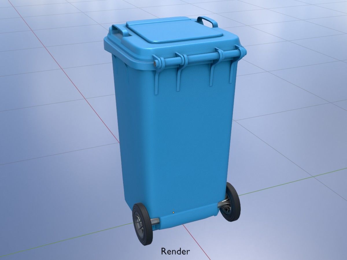 Three wheeled garbage cans blue package 3D Model Collection_60