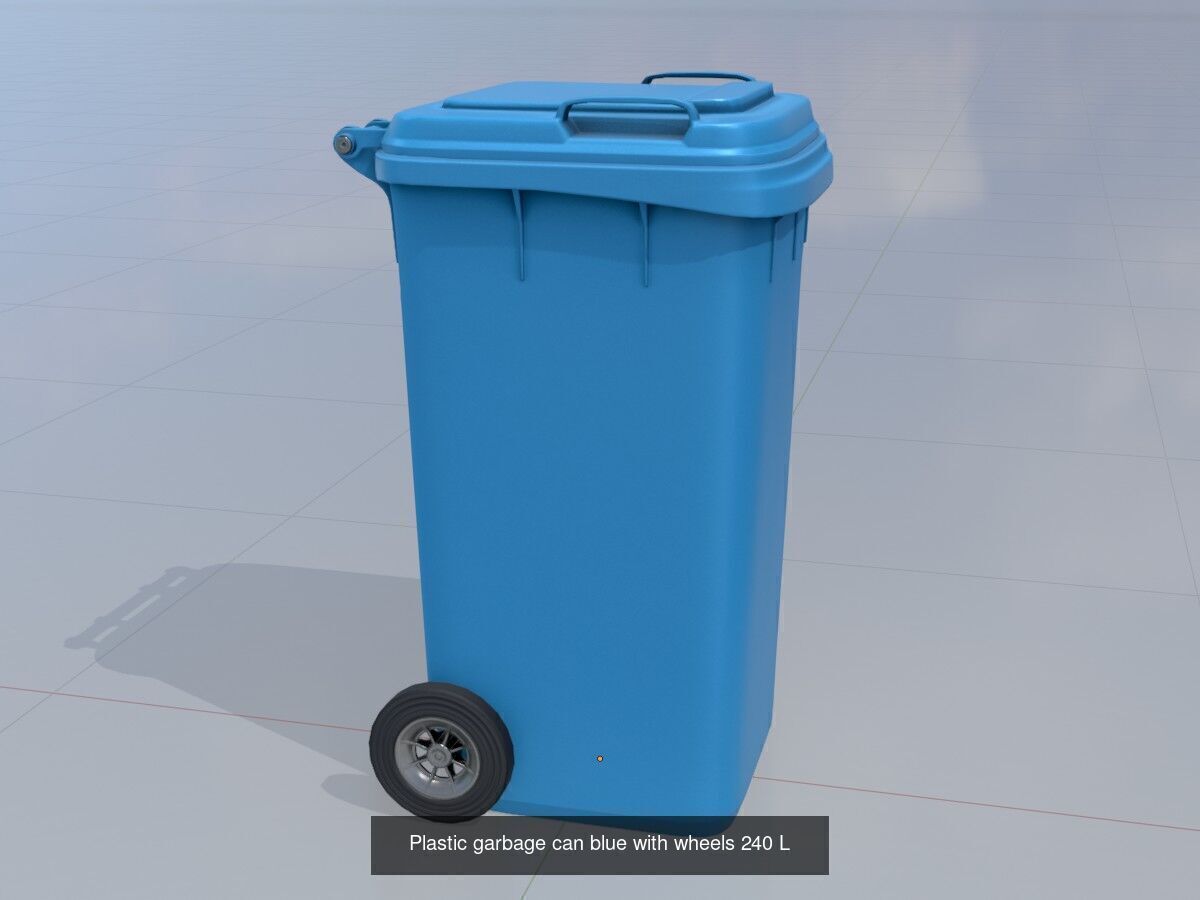 Three wheeled garbage cans blue package 3D Model Collection_6