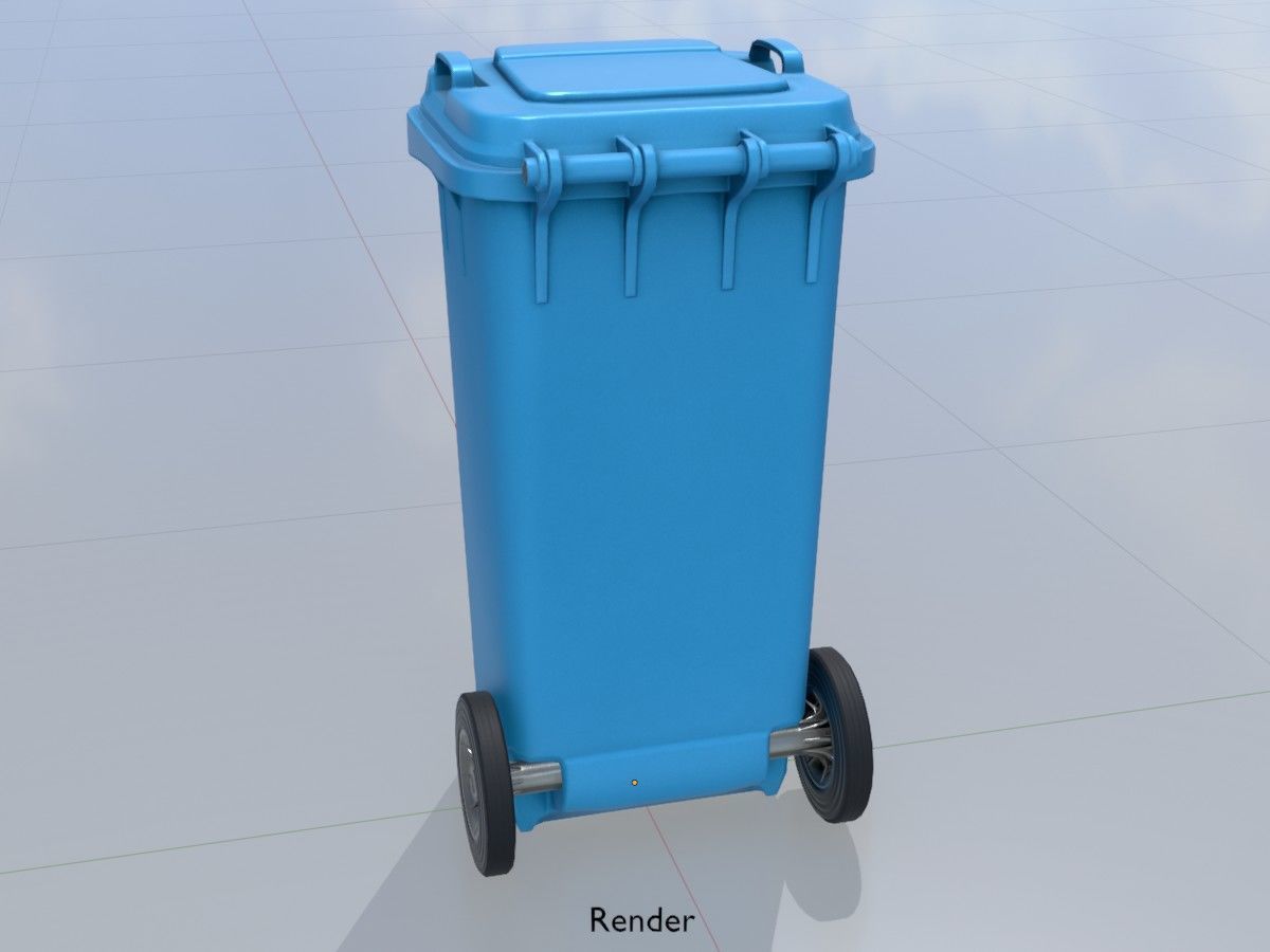 Three wheeled garbage cans blue package 3D Model Collection_47