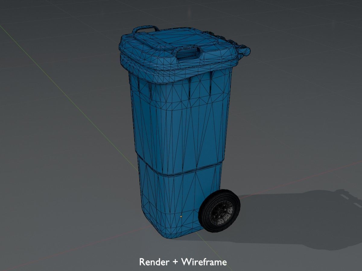 Three wheeled garbage cans blue package 3D Model Collection_31
