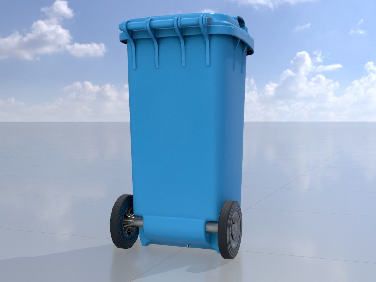 Three wheeled garbage cans blue package 3D Model Collection_11