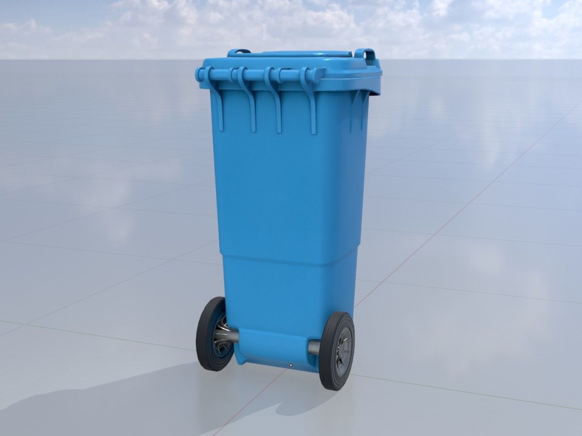 Three wheeled garbage cans blue package 3D Model Collection_13
