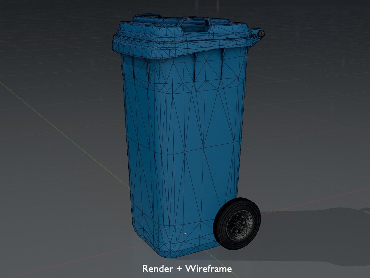 Three wheeled garbage cans blue package 3D Model Collection_29