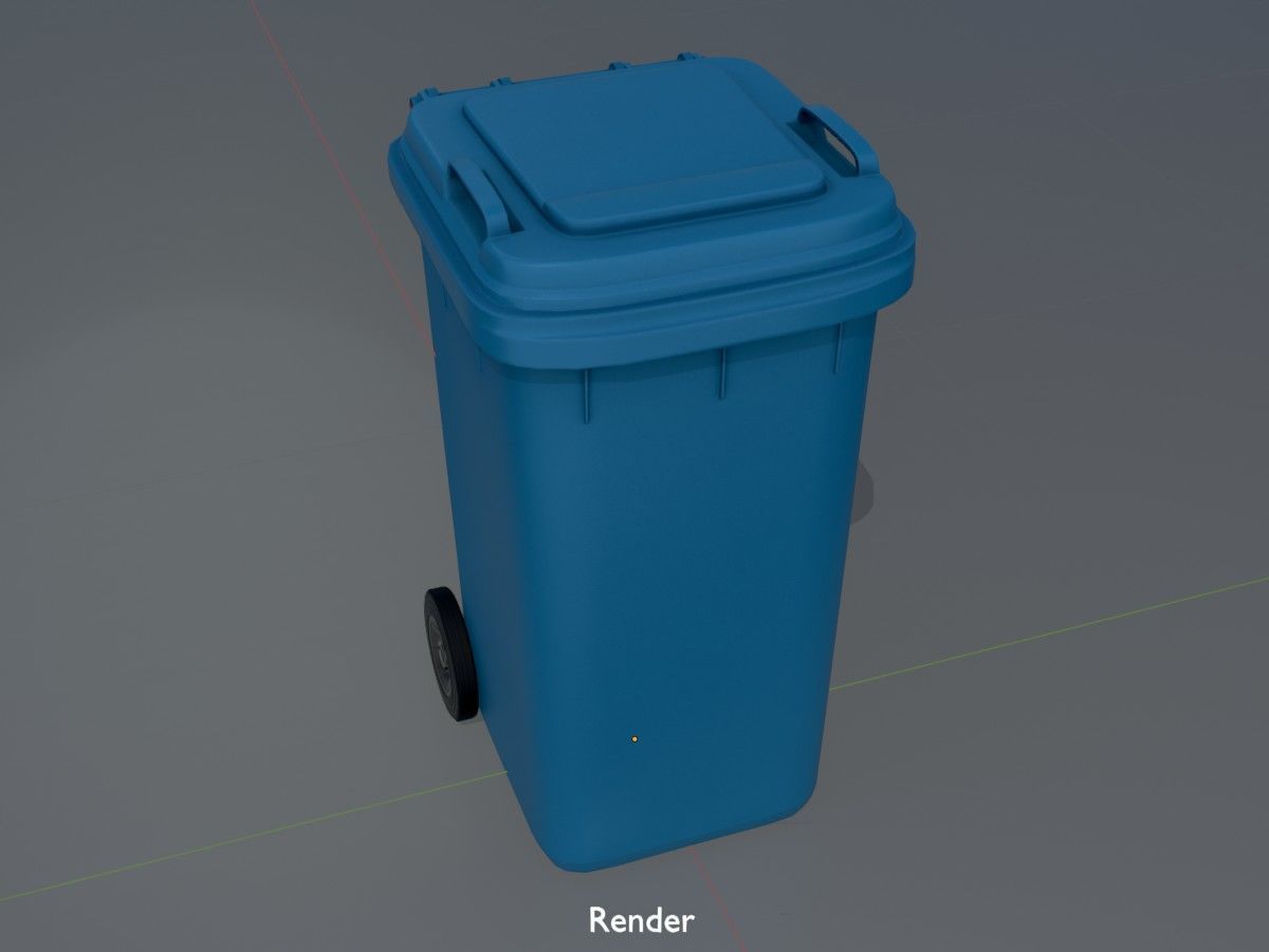 Three wheeled garbage cans blue package 3D Model Collection_54
