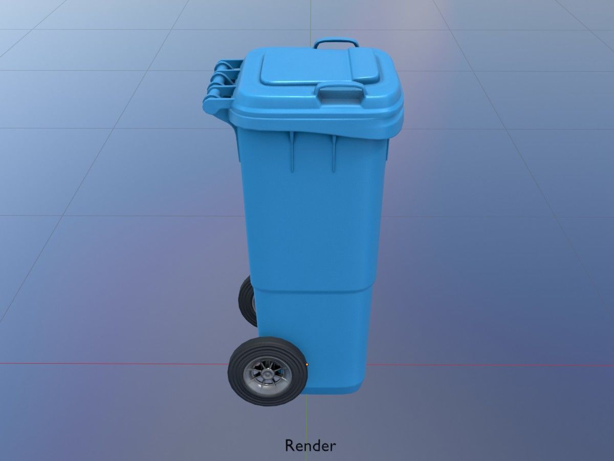 Three wheeled garbage cans blue package 3D Model Collection_64