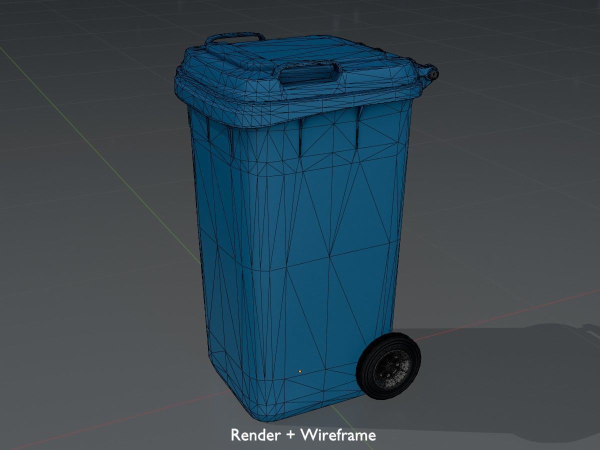 Three wheeled garbage cans blue package 3D Model Collection_30