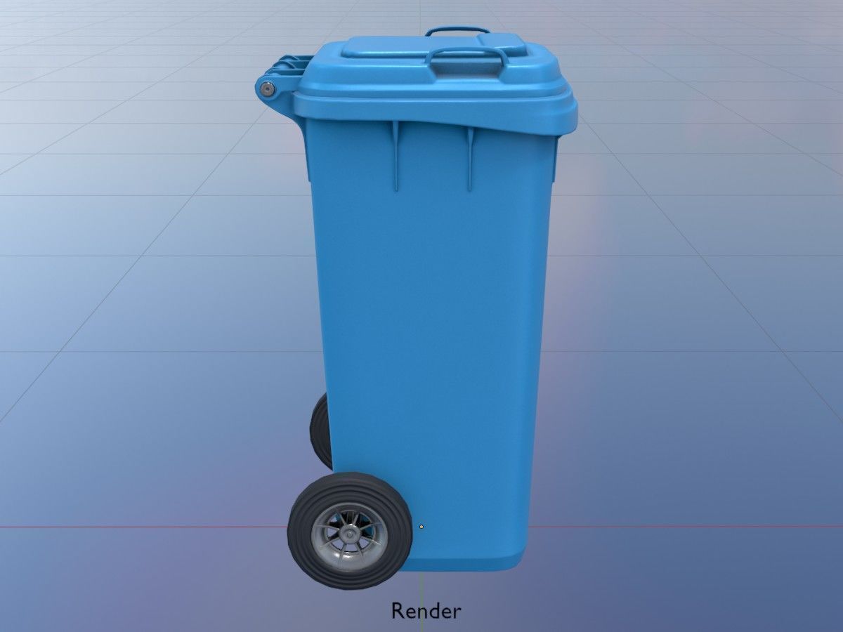 Three wheeled garbage cans blue package 3D Model Collection_62