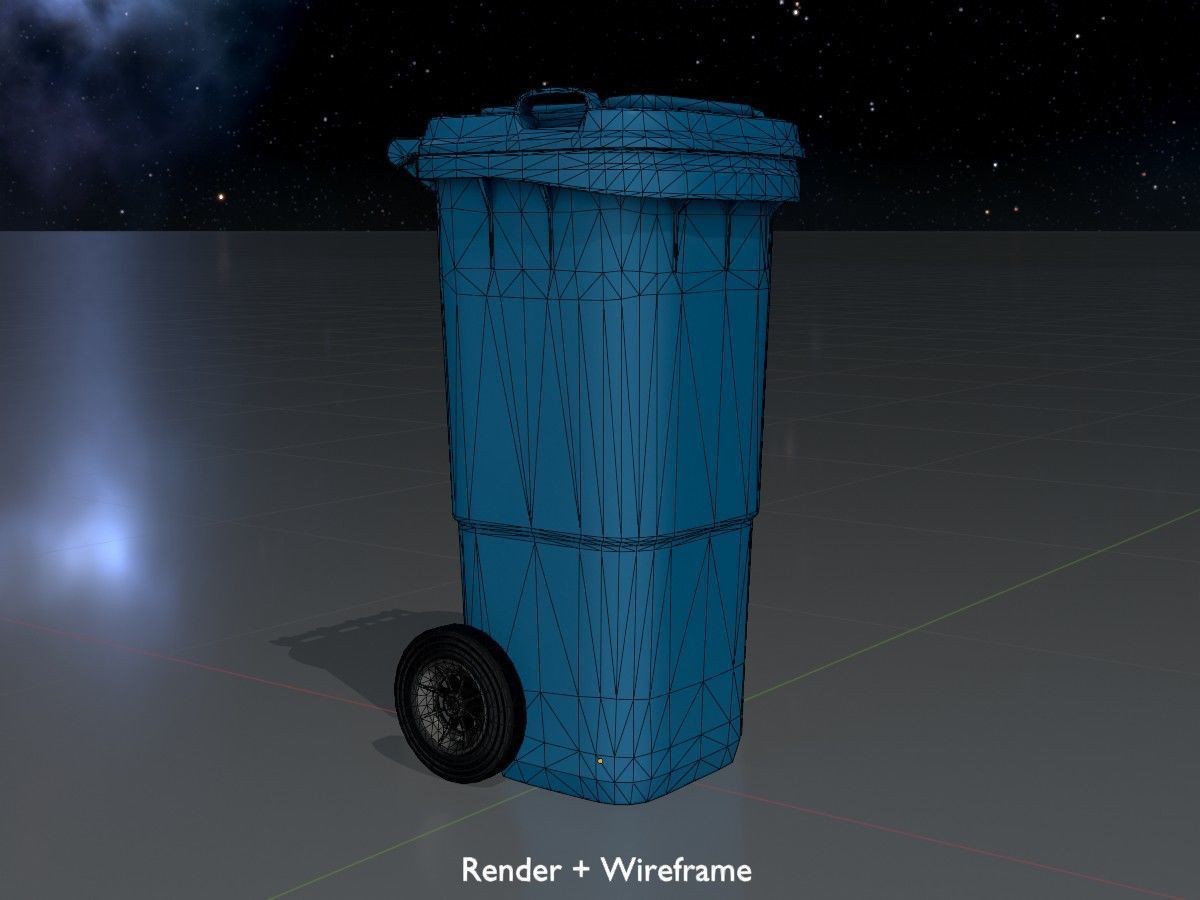 Three wheeled garbage cans blue package 3D Model Collection_28