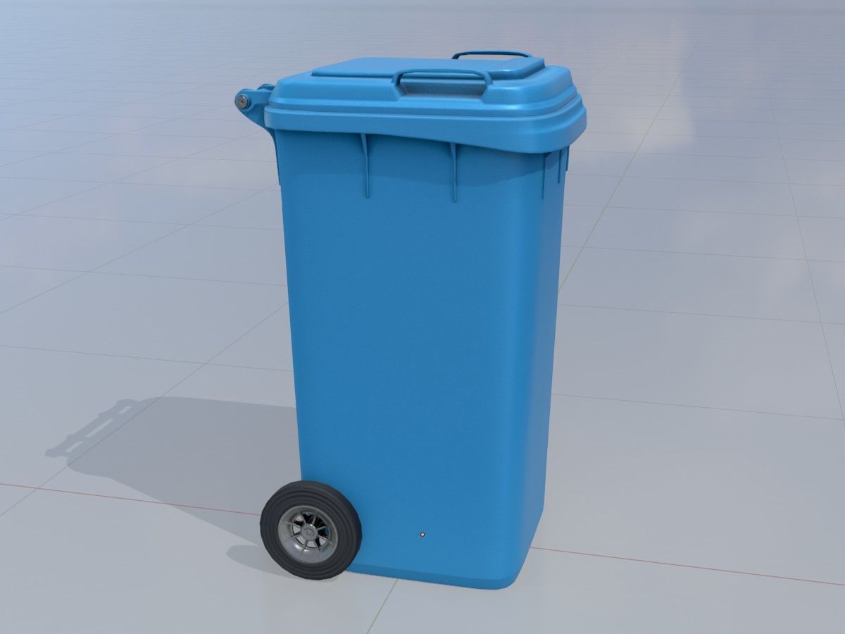 Three wheeled garbage cans blue package 3D Model Collection_15