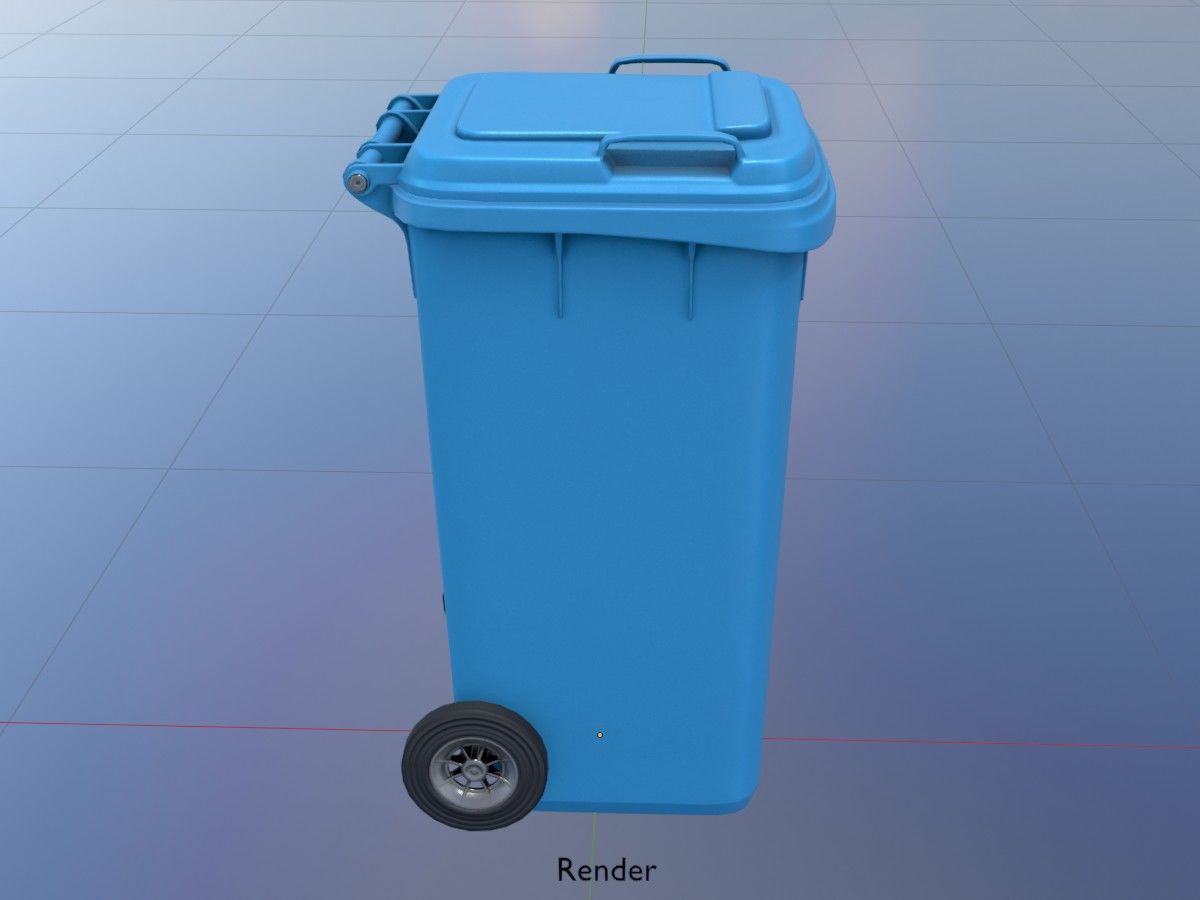 Three wheeled garbage cans blue package 3D Model Collection_63