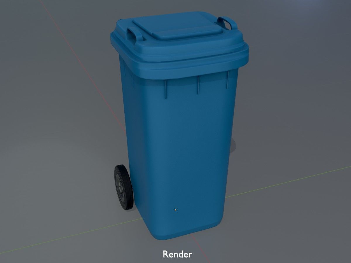 Three wheeled garbage cans blue package 3D Model Collection_53