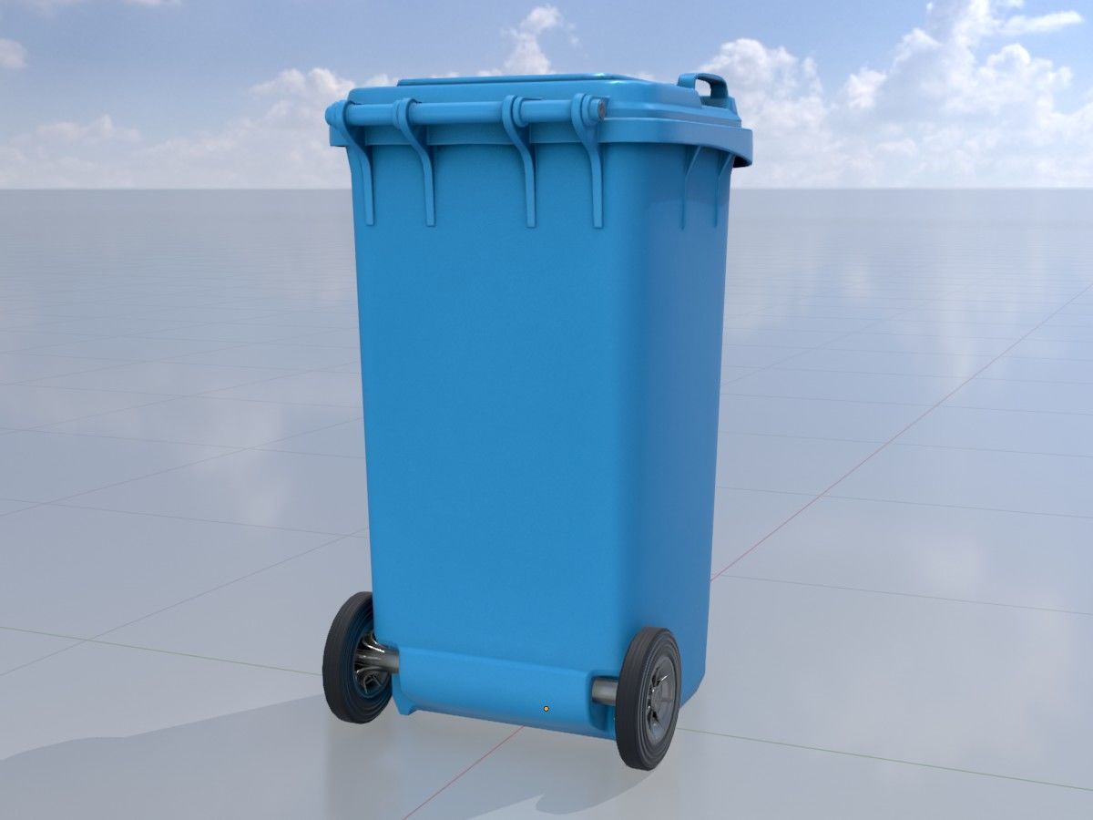 Three wheeled garbage cans blue package 3D Model Collection_12