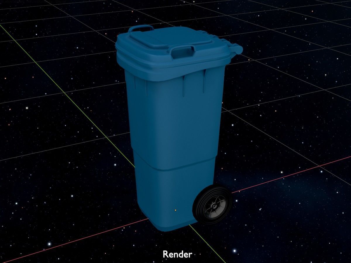 Three wheeled garbage cans blue package 3D Model Collection_58