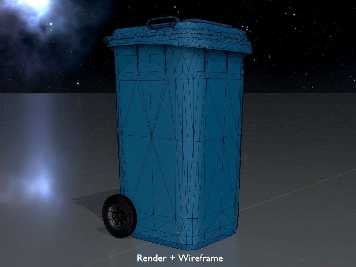Three wheeled garbage cans blue package 3D Model Collection_27