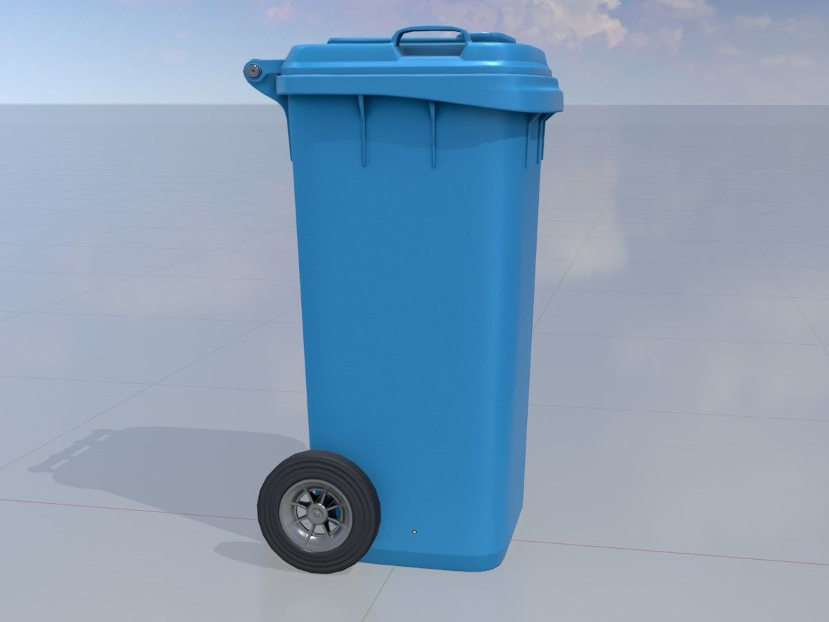 Three wheeled garbage cans blue package 3D Model Collection_14