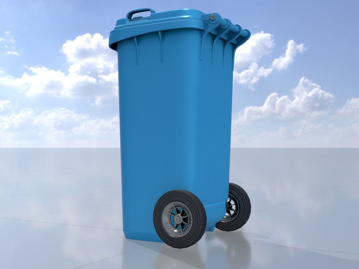 Three wheeled garbage cans blue package 3D Model Collection_8