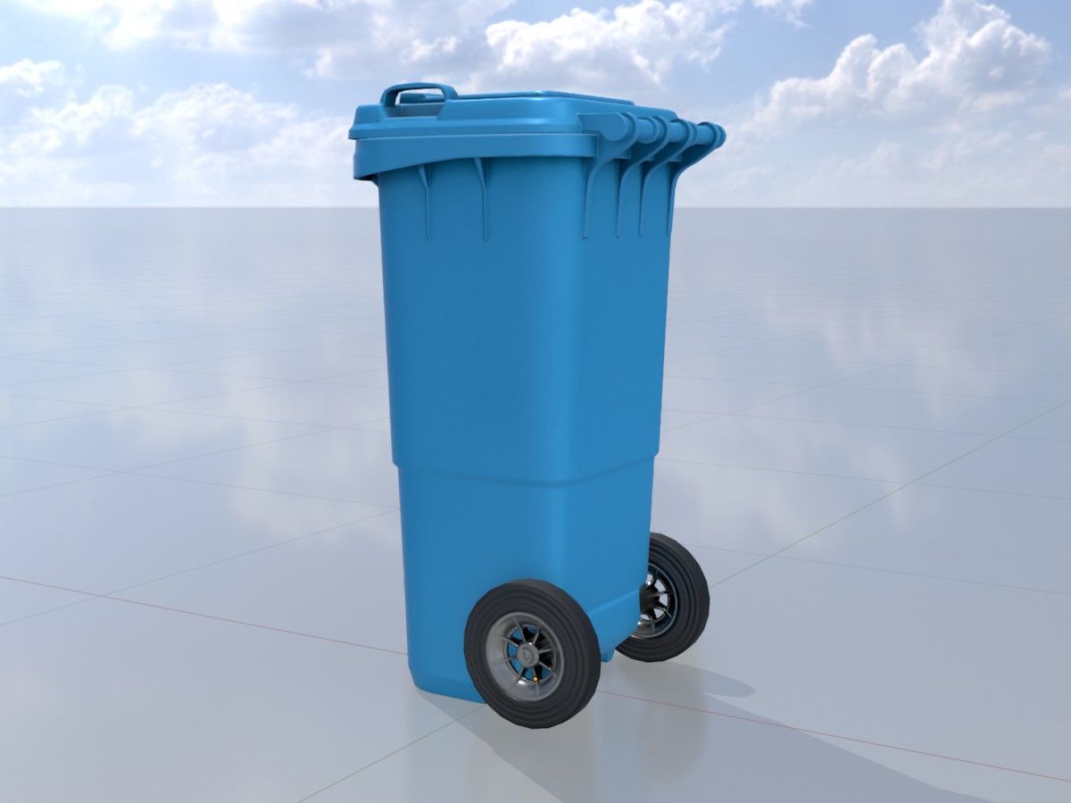 Three wheeled garbage cans blue package 3D Model Collection_10
