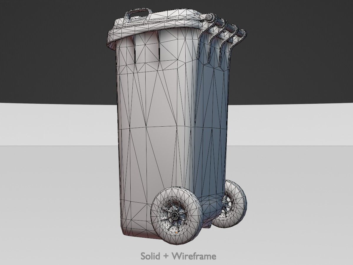 Three wheeled garbage cans blue package 3D Model Collection_32
