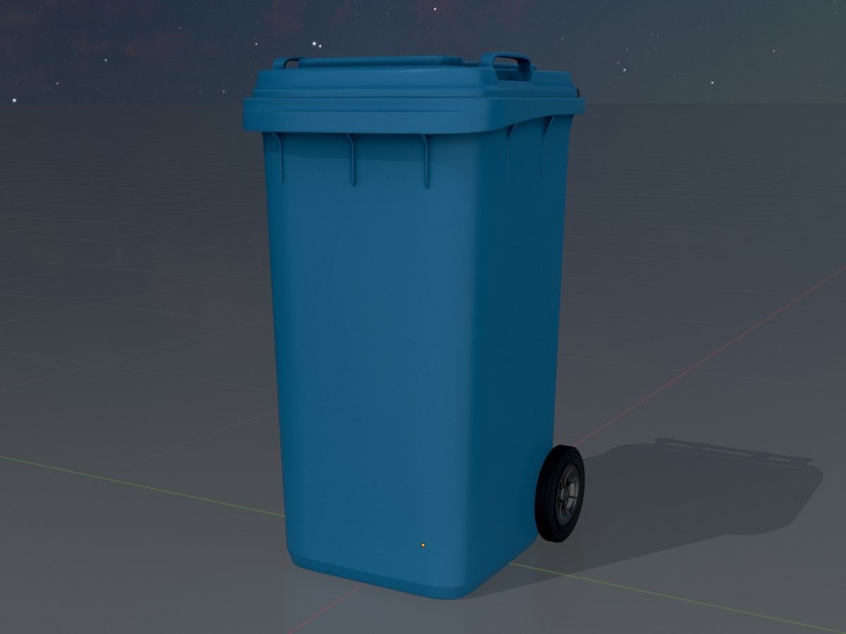 Three wheeled garbage cans blue package 3D Model Collection_18