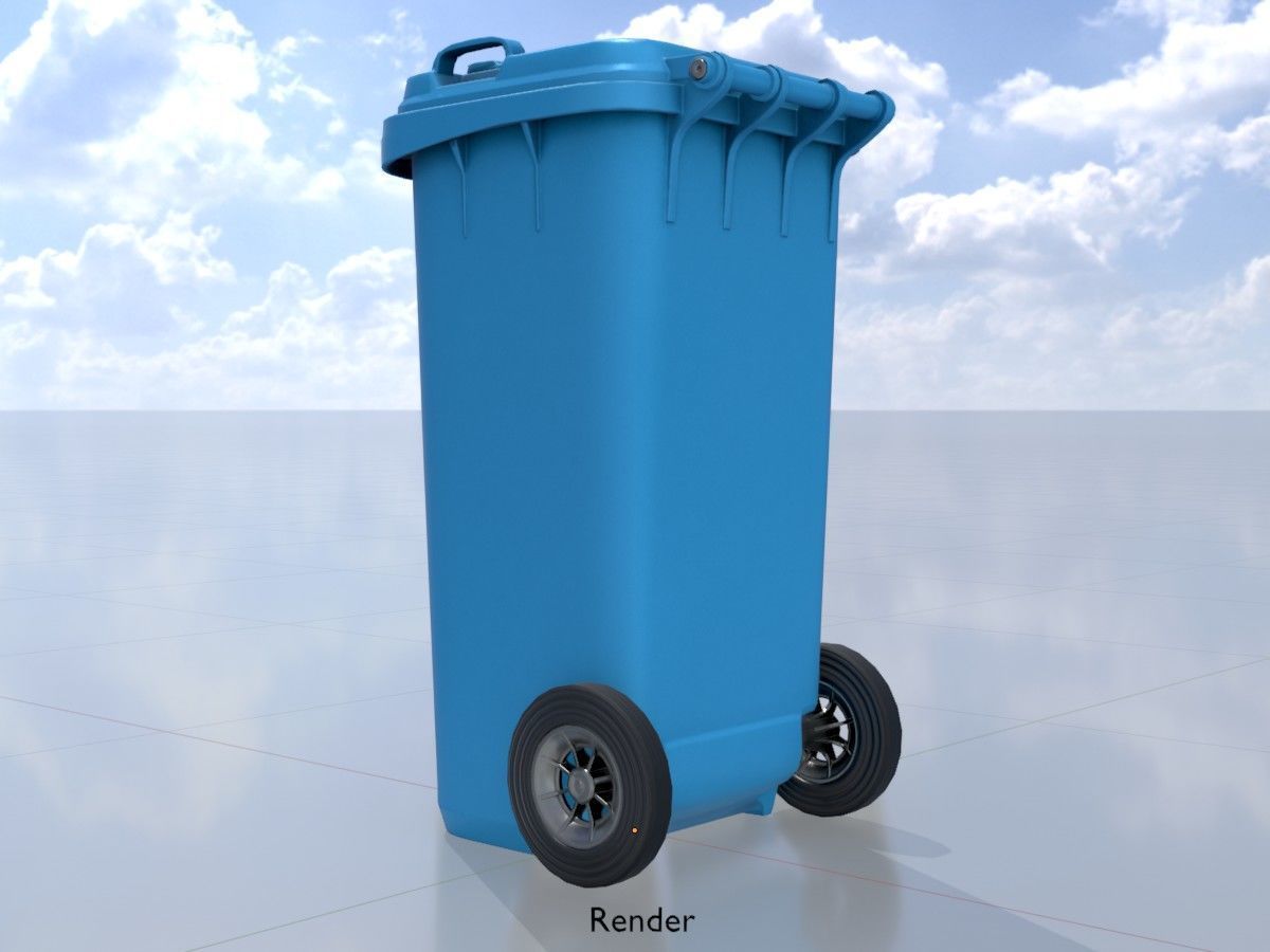 Three wheeled garbage cans blue package 3D Model Collection_44