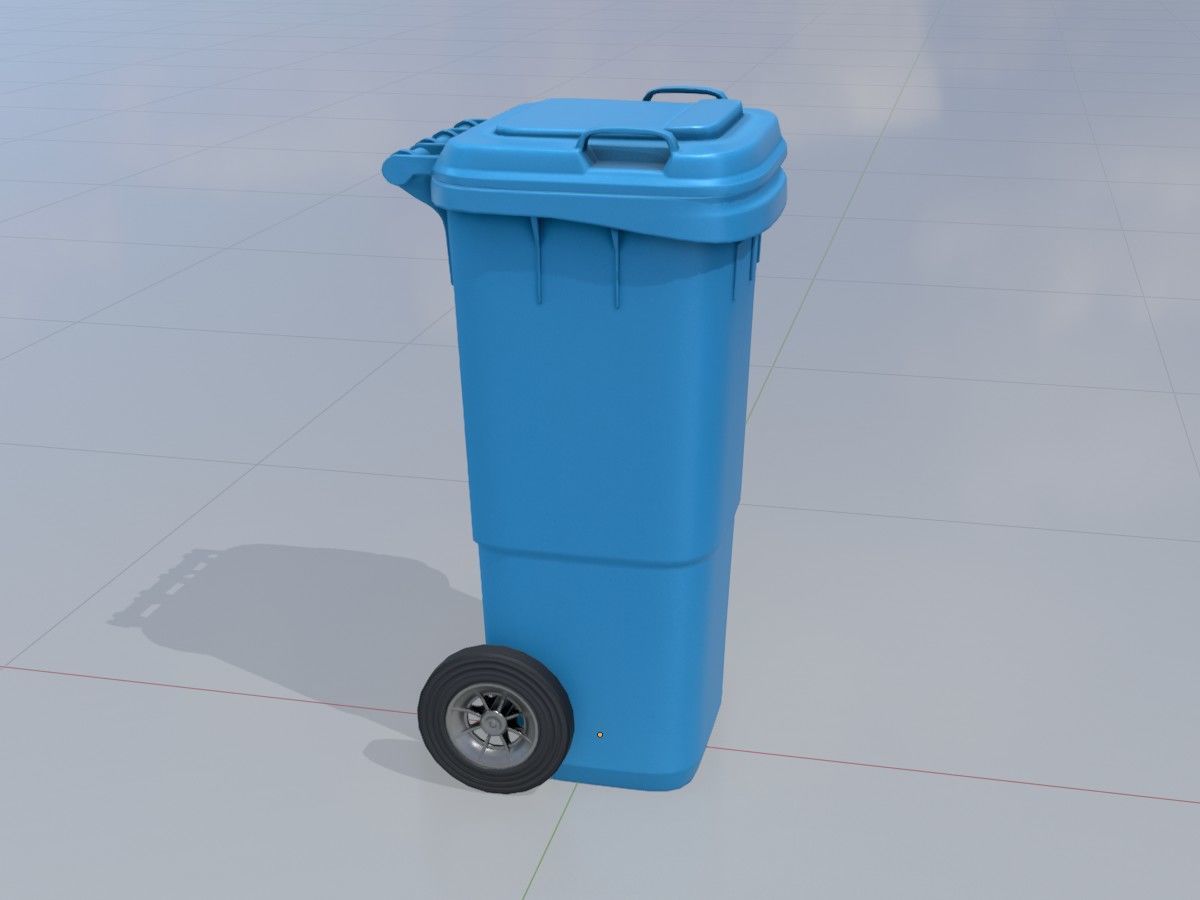 Three wheeled garbage cans blue package 3D Model Collection_16