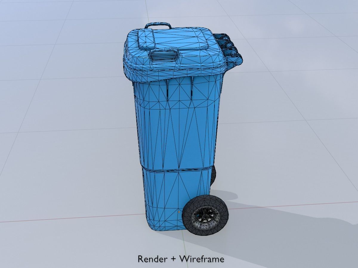 Three wheeled garbage cans blue package 3D Model Collection_22